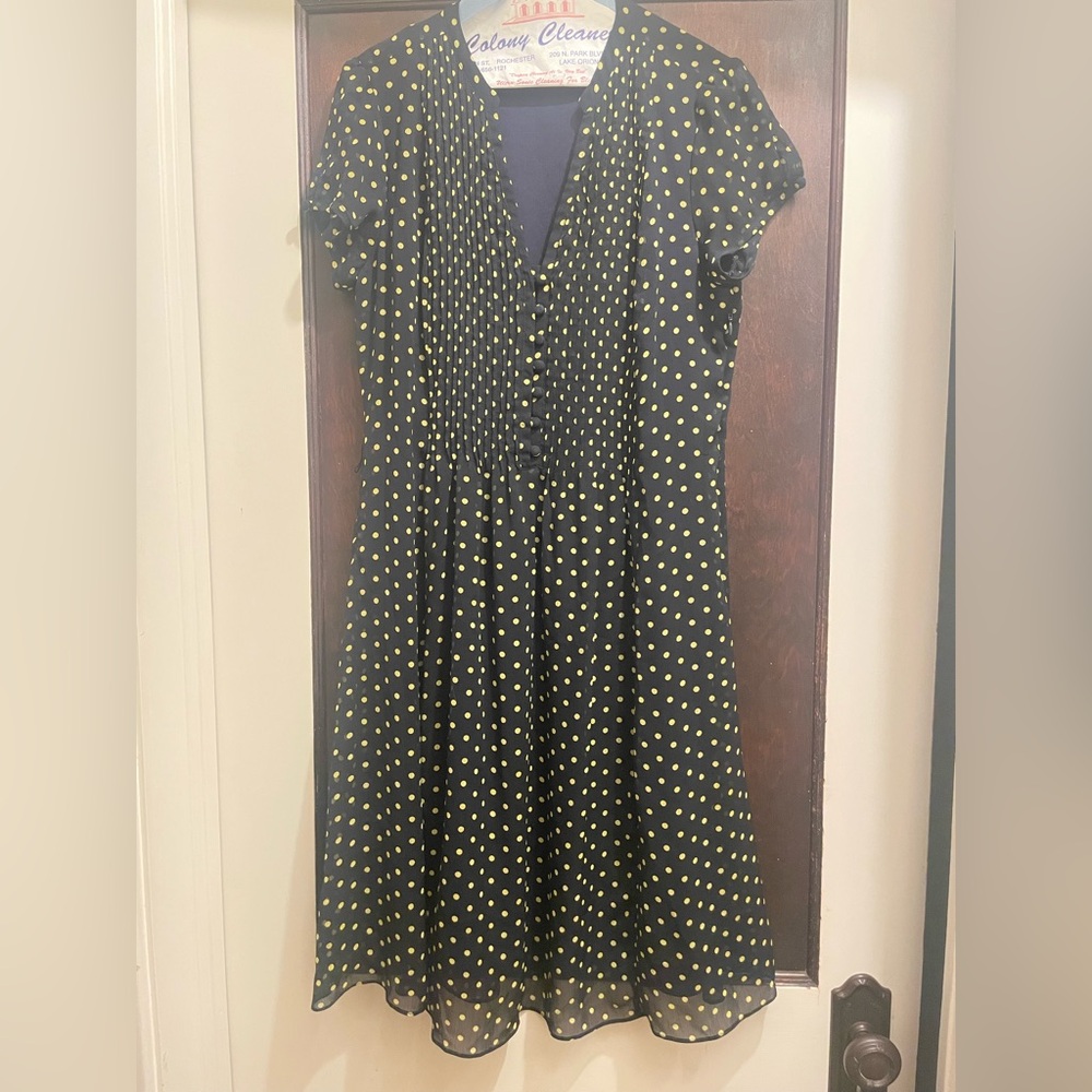 MSK Black and Yellow Polka Dot Midi Dress